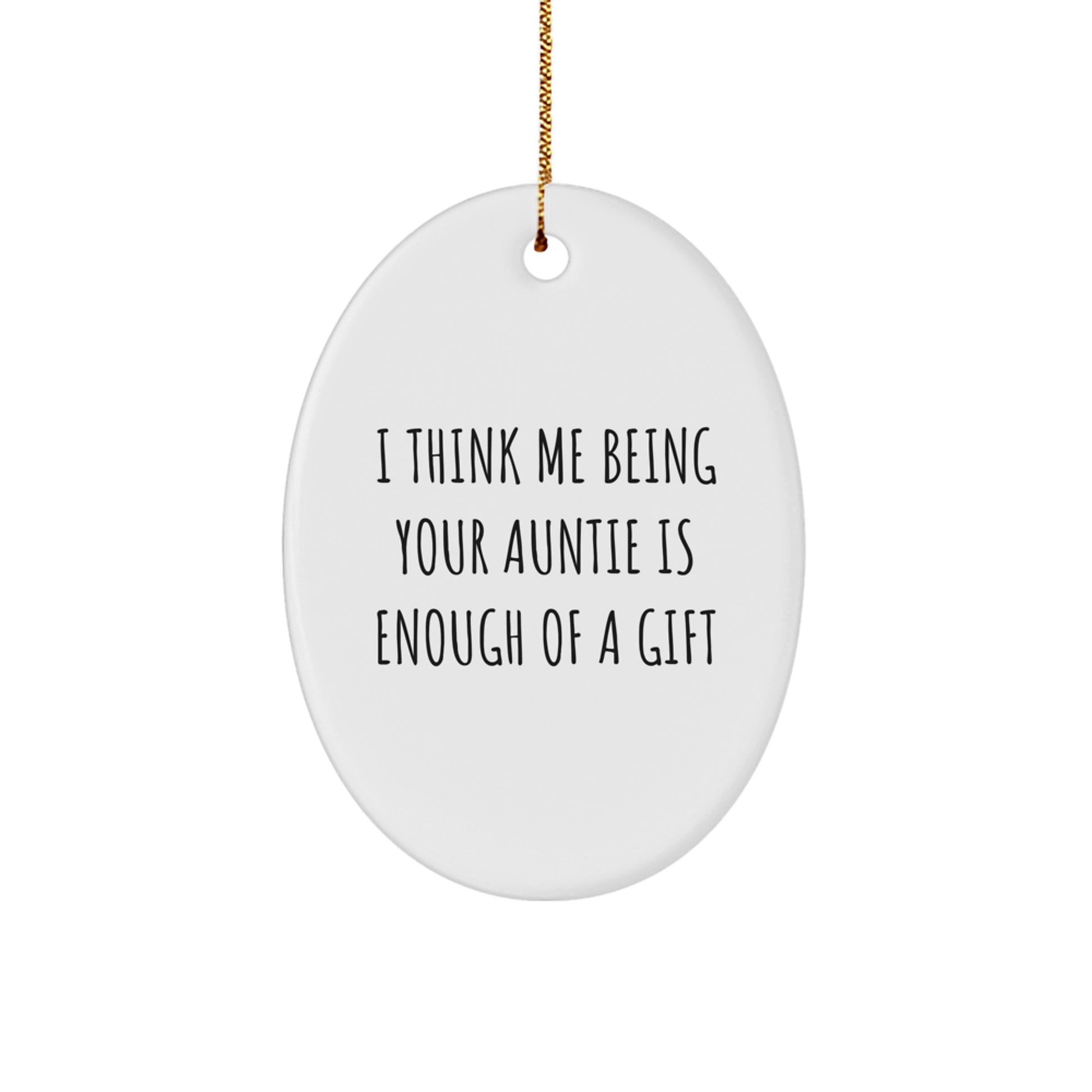 Christmas Gift for Her Auntie Oval Ornament Present Brightly Printed - Image 1