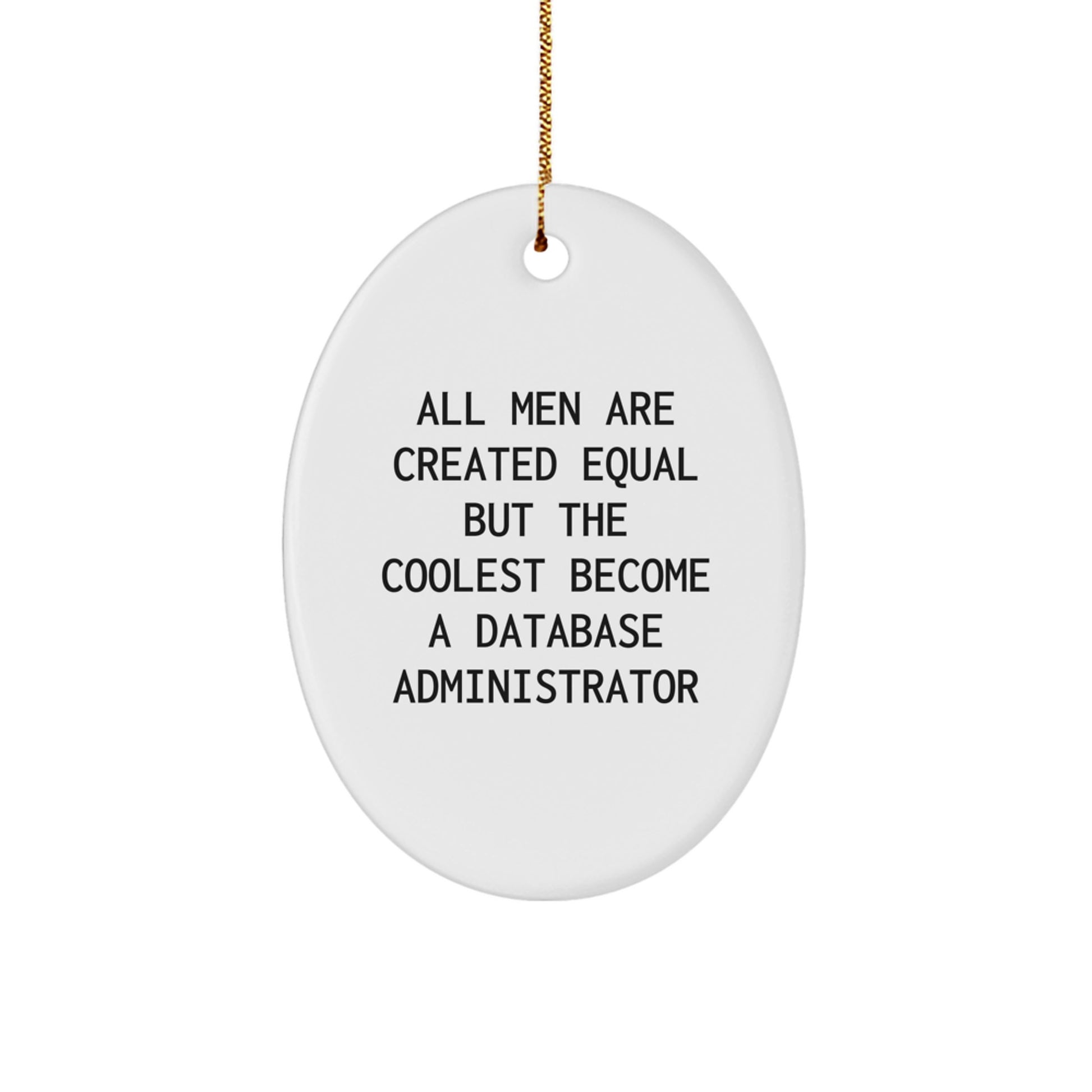 Database Administrator Oval Ornament Gifts from Men to Friends, All Men Are Created Equal But The Coolest Become A 'Database Administrator' Christmas Unique Gifts - Image 1