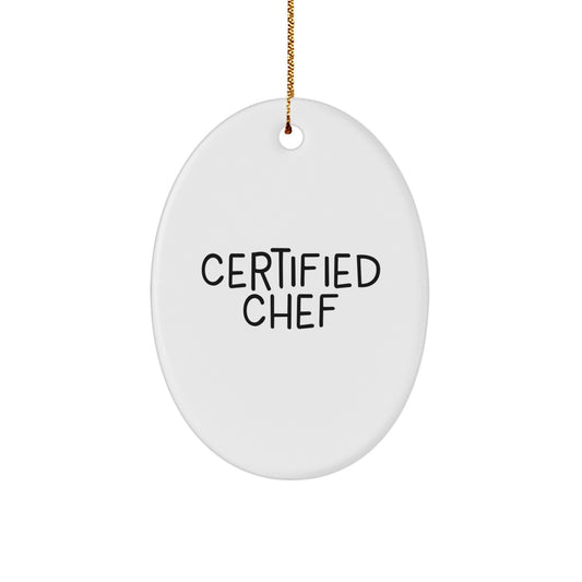 Chef Gifts from Friends - Funny Quote Oval Ornament, Perfect for Christmas, White, 3.25" Tall, Gifts for Men or Women - Image 1