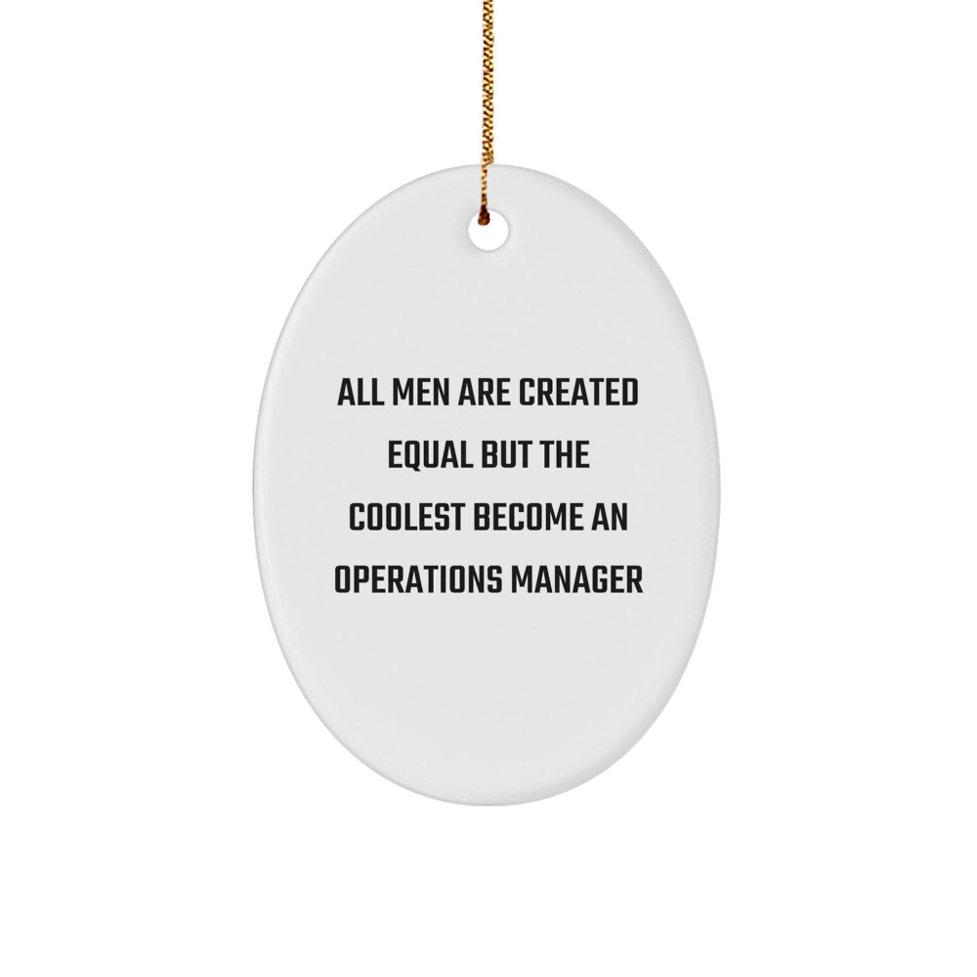 Christmas Unique Gifts for Operations Manager, Funny Oval Ornament, All Men Are Created Equal - Gifts from Coworkers, Funny Operations Manager Desk Decoration - Image 1