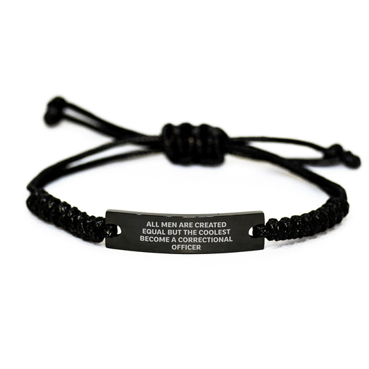Correctional Officer Gifts for Men - Graduation Unique Rope Bracelet with Funny Quote, Black Stainless Steel and Interlaced Rope - Gifts from Men, Friends or Family - Image 1