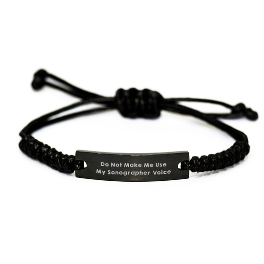 Funny Sonographer Gifts from Friends for Men Rope Bracelet Black Stainless Steel with Interlaced Rope - Image 1