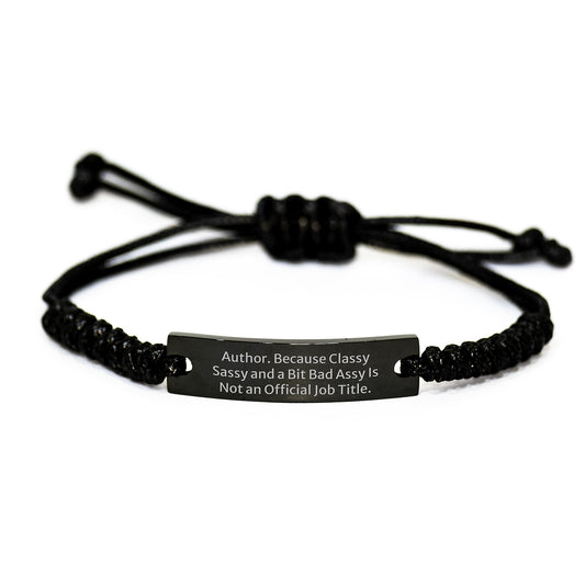 Funny Author Quote Rope Bracelet, Adjustable Black Rope Gift for Author Friends, Graduation Unique Gifts from Friends to Men - Image 1