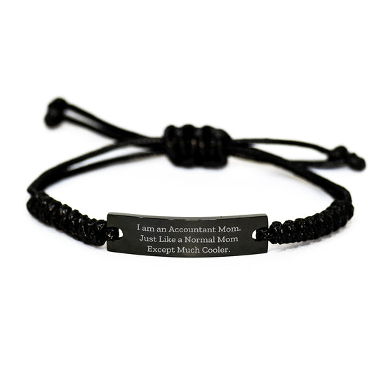Accountant Gifts from Mom - Cool Rope Bracelet for Accountant Mom, Funny Quote, Adjustable Black Stainless Steel, Graduation Unique Gifts - Image 1