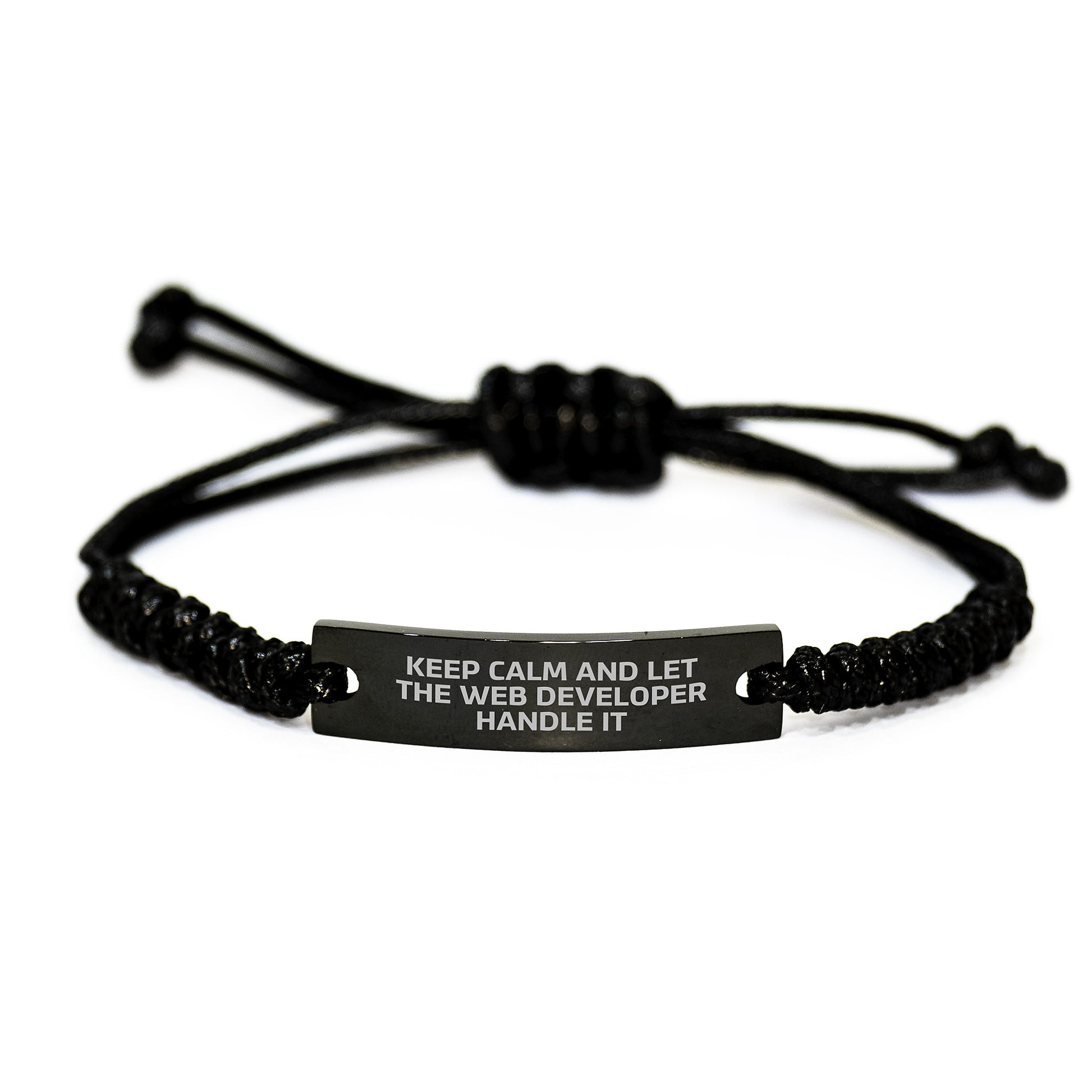 Funny Web Developer Rope Bracelet Gifts from Friends for Birthday - Keep Calm And Let The Web Developer Handle It - Image 1