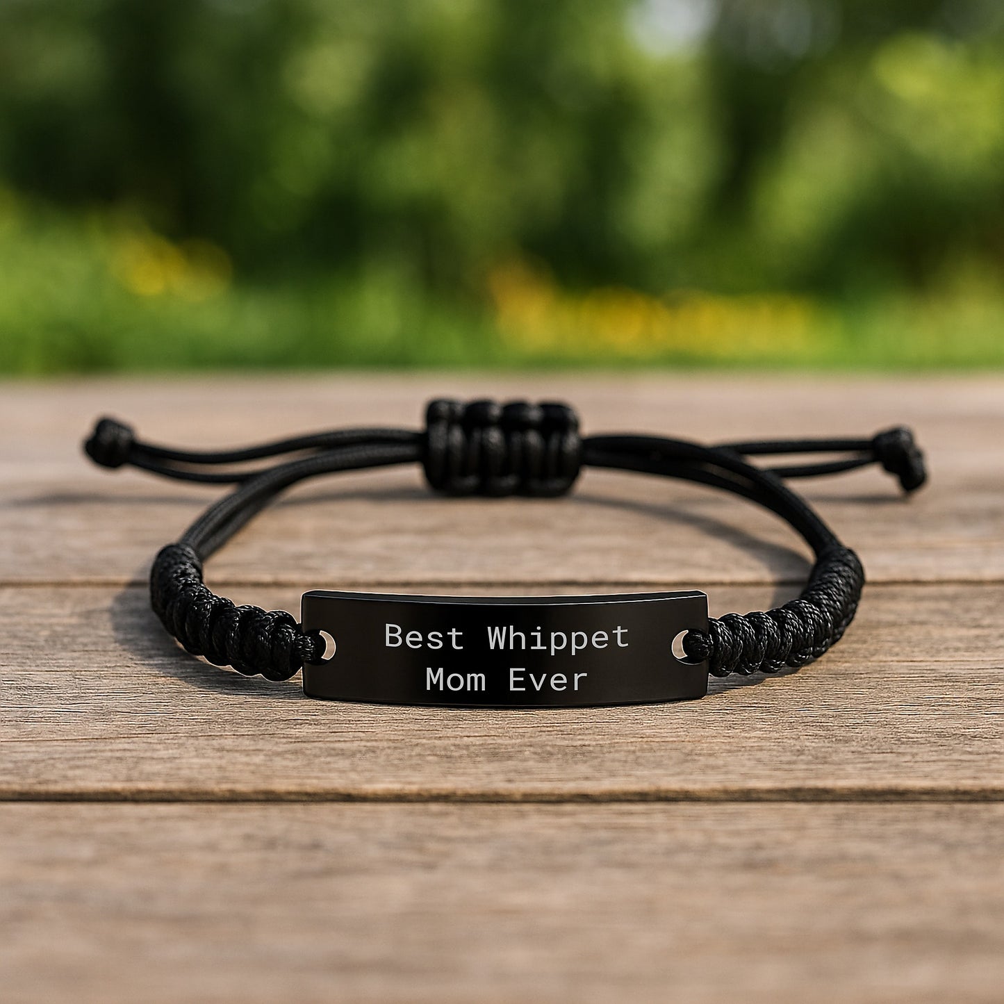 Whippet Dog Mom Funny Gift Rope Bracelet, Gifts from Best Whippet Mom Ever, Adjustable Black Stainless Steel with Interlaced Rope, Perfect Birthday Unique Gifts for Whippet Dog Lovers - Image 2