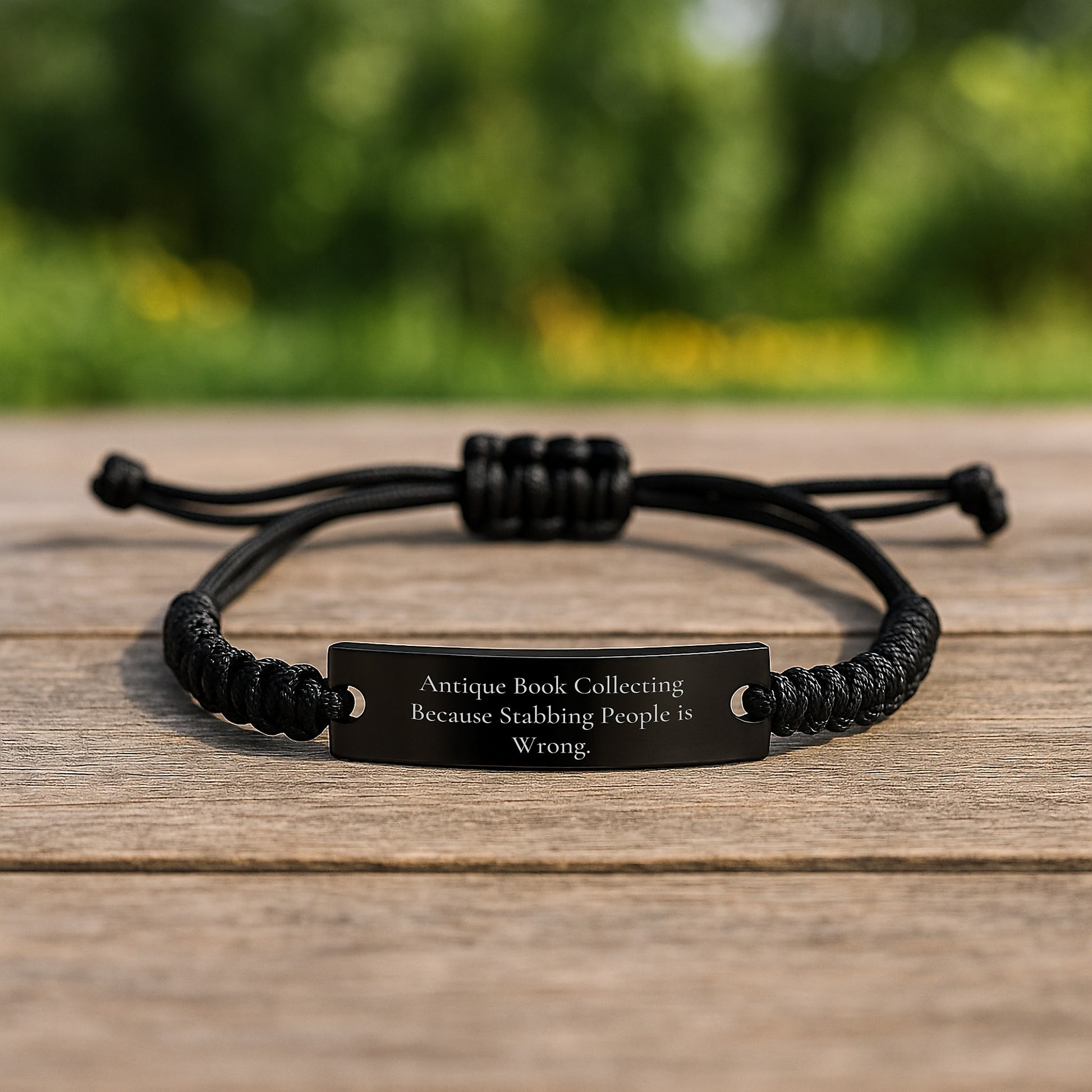 Antique Book Collecting Rope Bracelet Gifts, Funny Quote, Birthday Unique Gifts from Friends, Ideal Gifts for Antique Book Collecting Enthusiasts, Adjustable 3.34-9.84in Black Rope Jewelry - Image 2