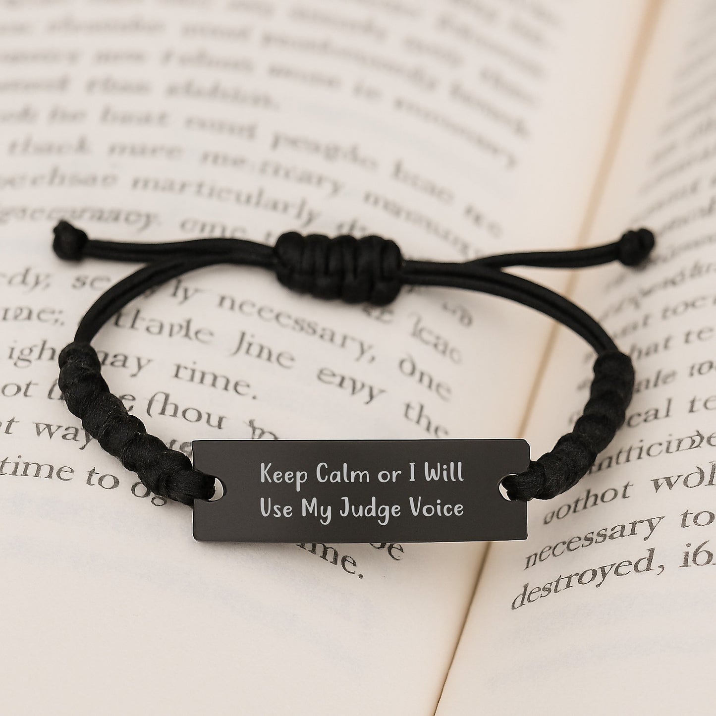 Funny Judge Rope Bracelet, Keep Calm Or I Will Use My Judge Voice Gifts for Judge, Adjustable Black Rope Bracelet for Men or Women, Christmas Unique Gifts from Friends - Image 3