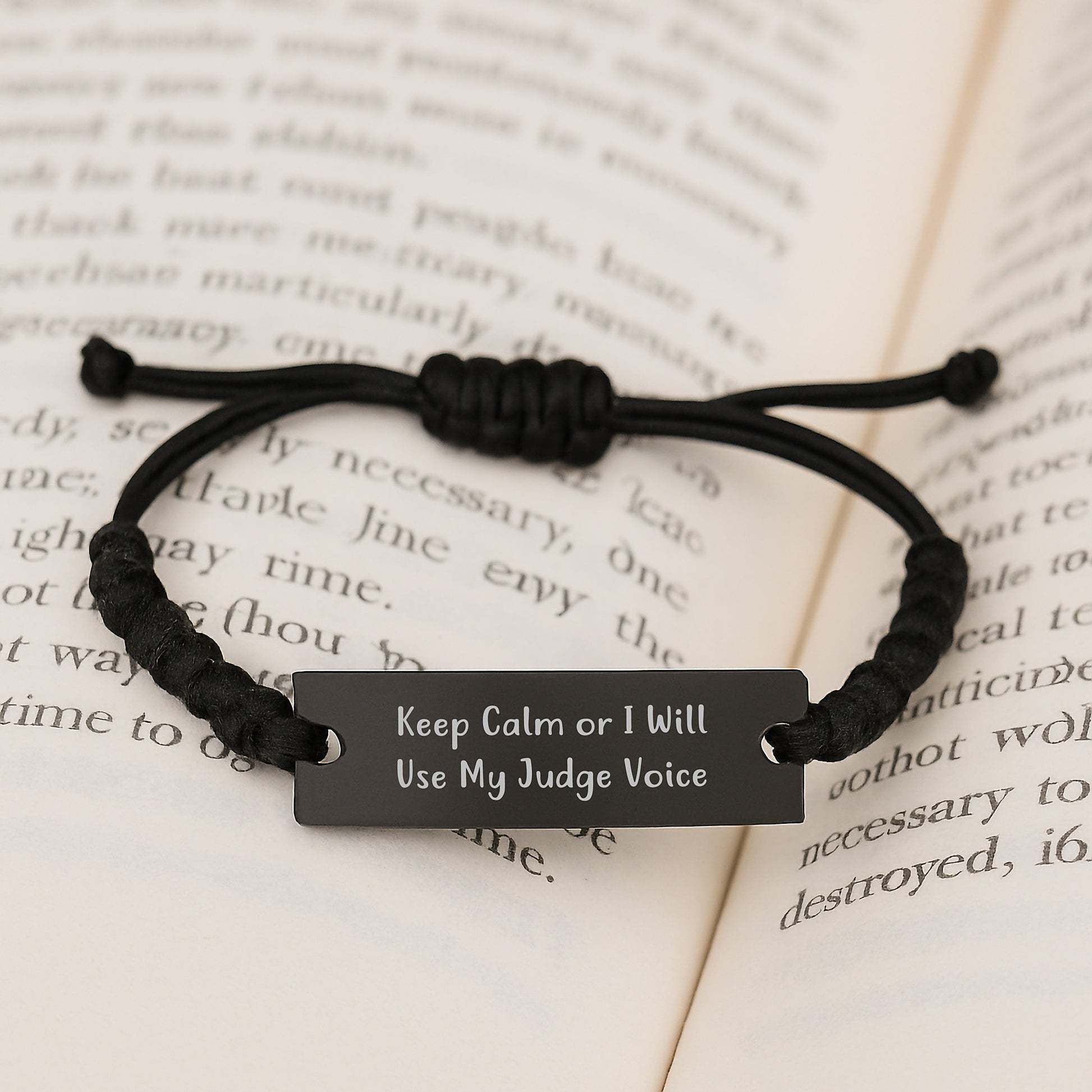 Funny Judge Rope Bracelet, Keep Calm Or I Will Use My Judge Voice Gifts for Judge, Adjustable Black Rope Bracelet for Men or Women, Christmas Unique Gifts from Friends - Image 3