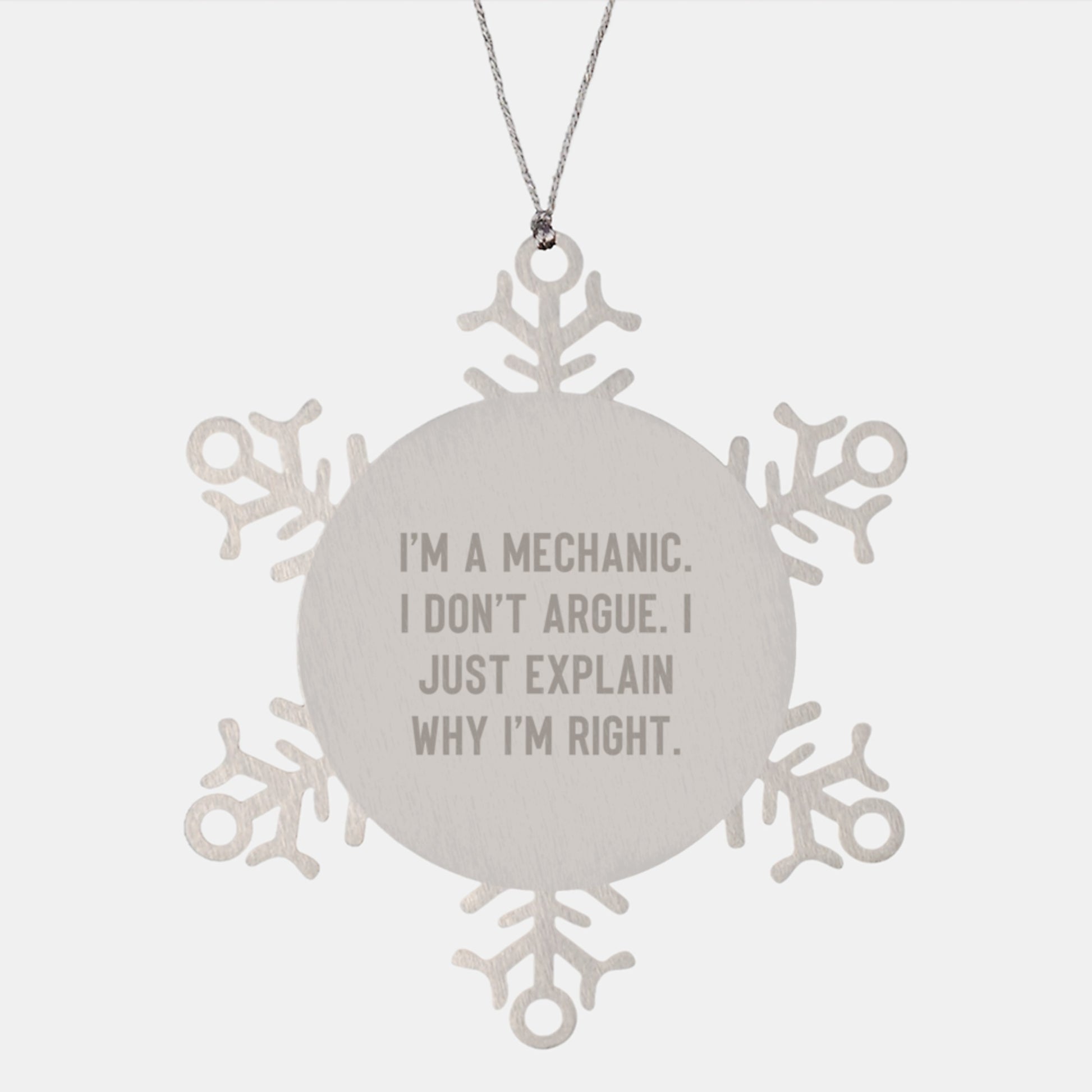 Funny Mechanic Snowflake Ornament, Gifts for Mechanic Friends, Unique Christmas Unique Gifts from Men to Mechanic - Image 1