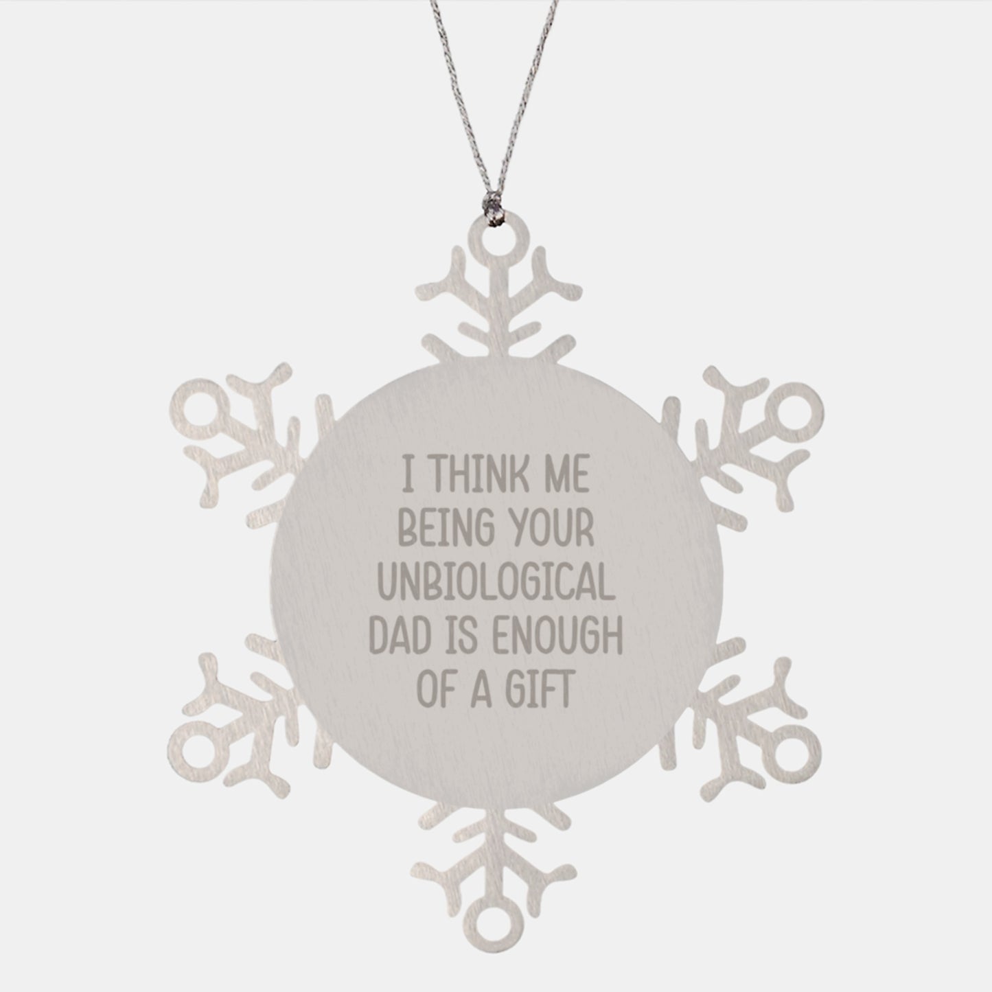 Funny Unbiological Dad Gifts for Him Snowflake Ornament from Family Members at Christmas Unique Presents - Image 1