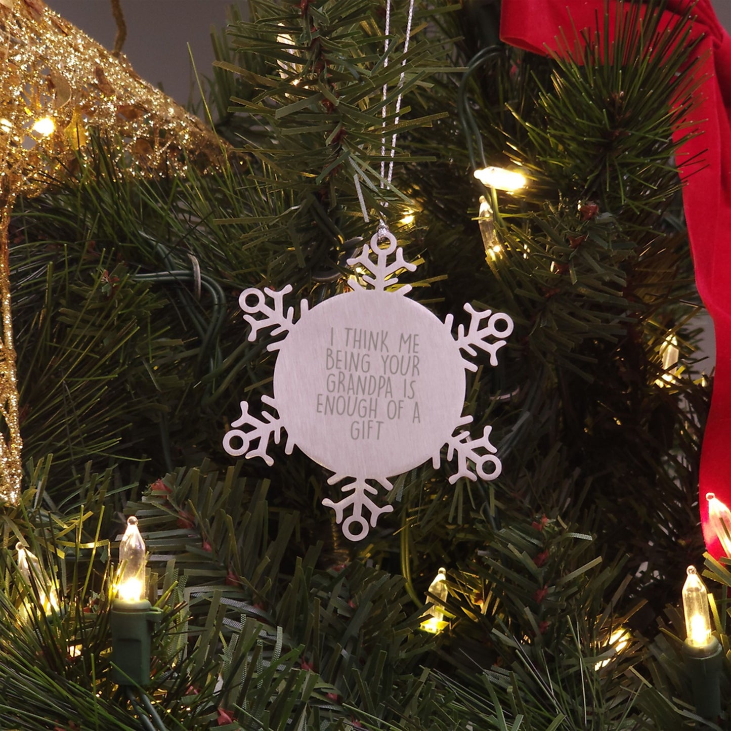 Grandpa Keepsake Premium Snowflake Ornament for Him Christmas Gift - Image 3