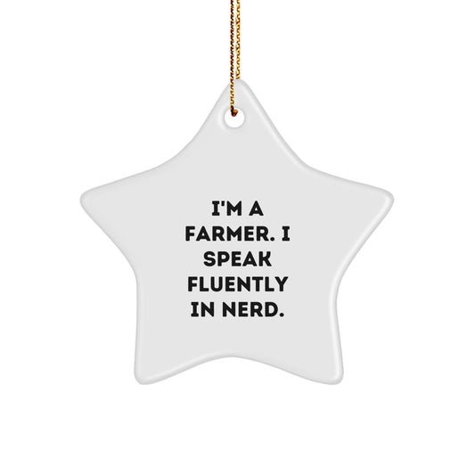 Funny Farmer Star Ornament Gifts from Friends for Men, Unique Christmas Decorations for Farmers, genius-Themed Star-Shaped MDF Decor - Image 1