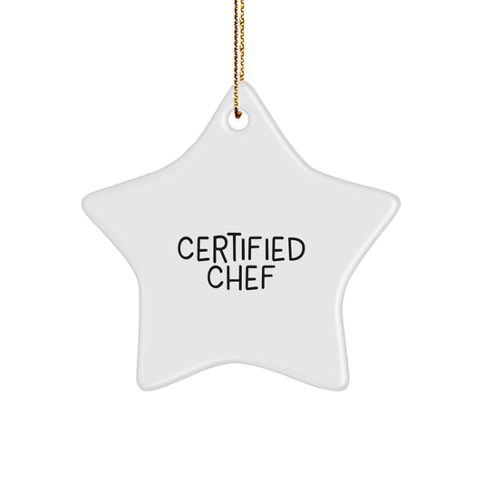 Chef Gifts from Friends - Funny Quote Star Ornament, 'Certified to Cook Up Some Magic', Christmas Unique Gifts for Men, Women, or Coworkers - Image 1