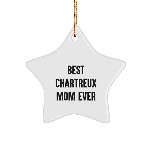 Funny Chartreux Cat Mom Gifts from Friends for Christmas Star Ornament - Image 1
