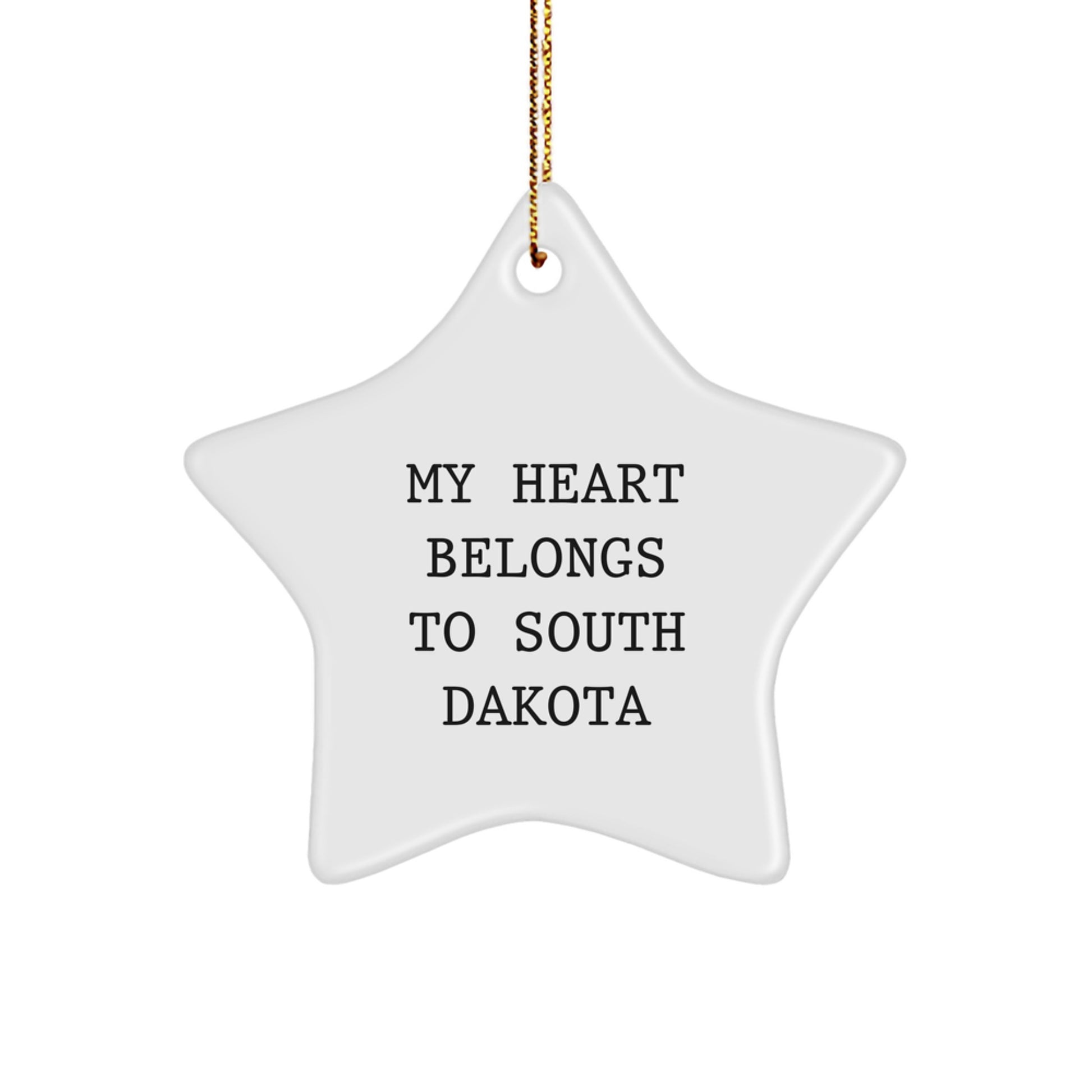 South Dakota Gifts, My Heart Belongs To South Dakota Star Ornament, Funny Christmas Decor for Friends, Family, and Coworkers - Image 1