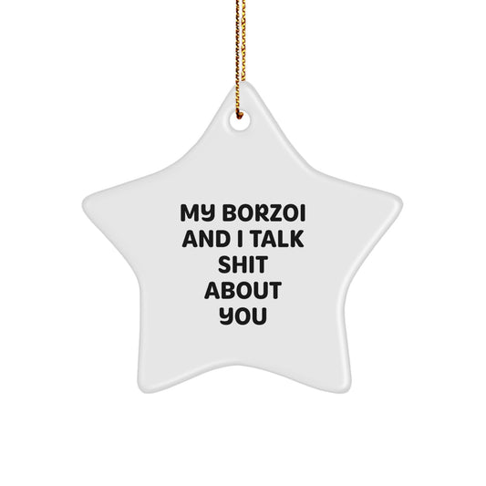 Funny Borzoi Dog Star Ornament Gifts from Family Members for Borzoi Dog Lovers Christmas Unique Decorations - Image 1