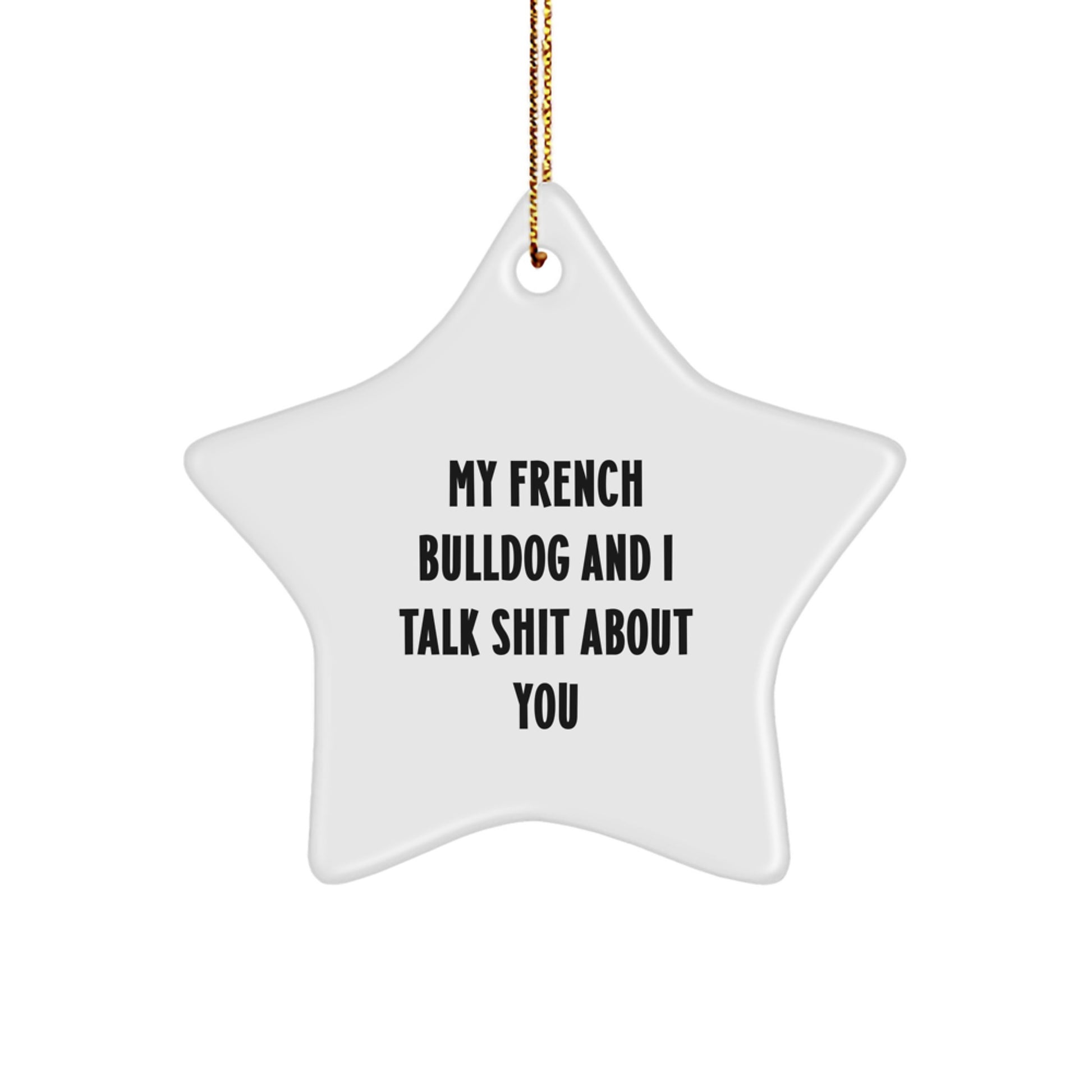 Funny French Bulldog Gifts for Friends, Unique Star Ornament with 'My French Bulldog And I Talk Shit About You' Quote, Christmas Unique Gift Ideas from Family - Image 1