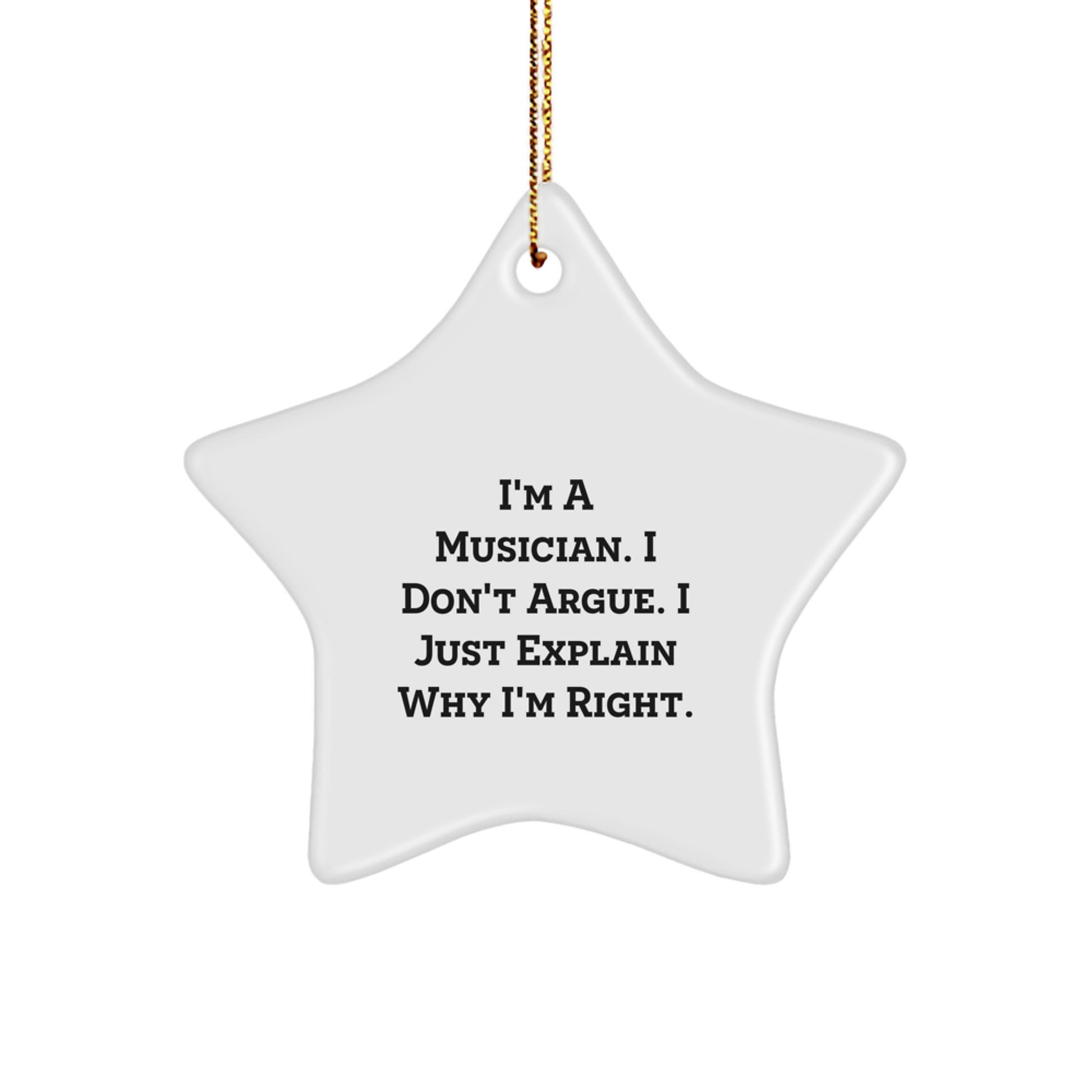 Funny Musician Gifts from Friends for Musician, Star Ornament Christmas Unique Gifts, I'm a Musician Star Ornament - Image 1