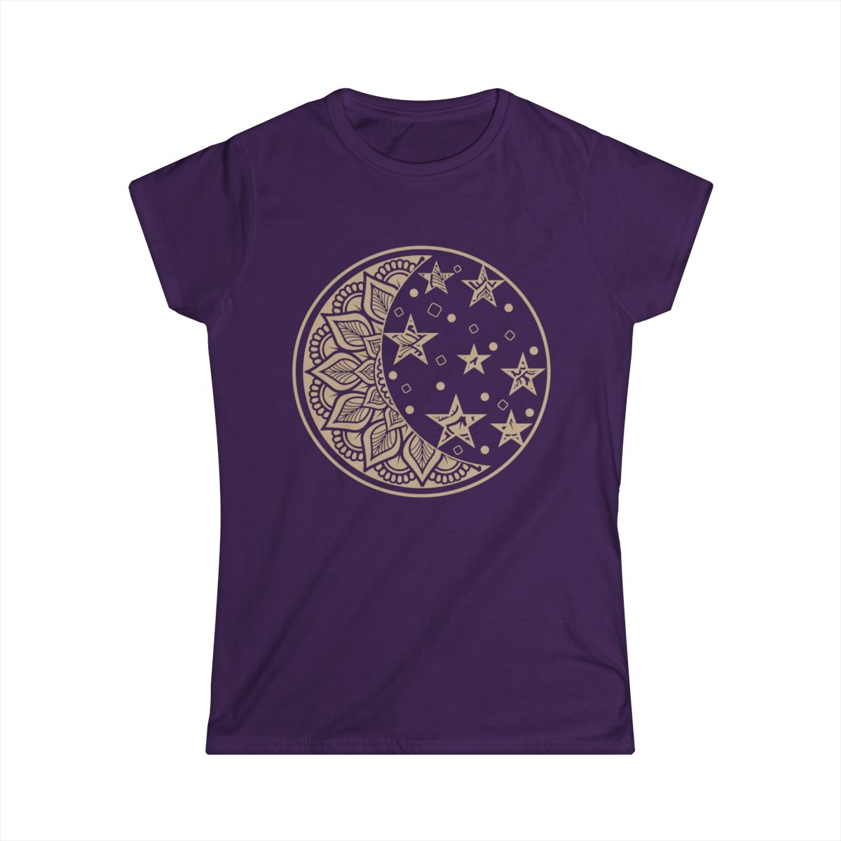Celestial Moon Women's Softstyle Tee, Comfortable Cotton Graphic Tee for Everyday Wear, Perfect Gift for Astrology Lovers