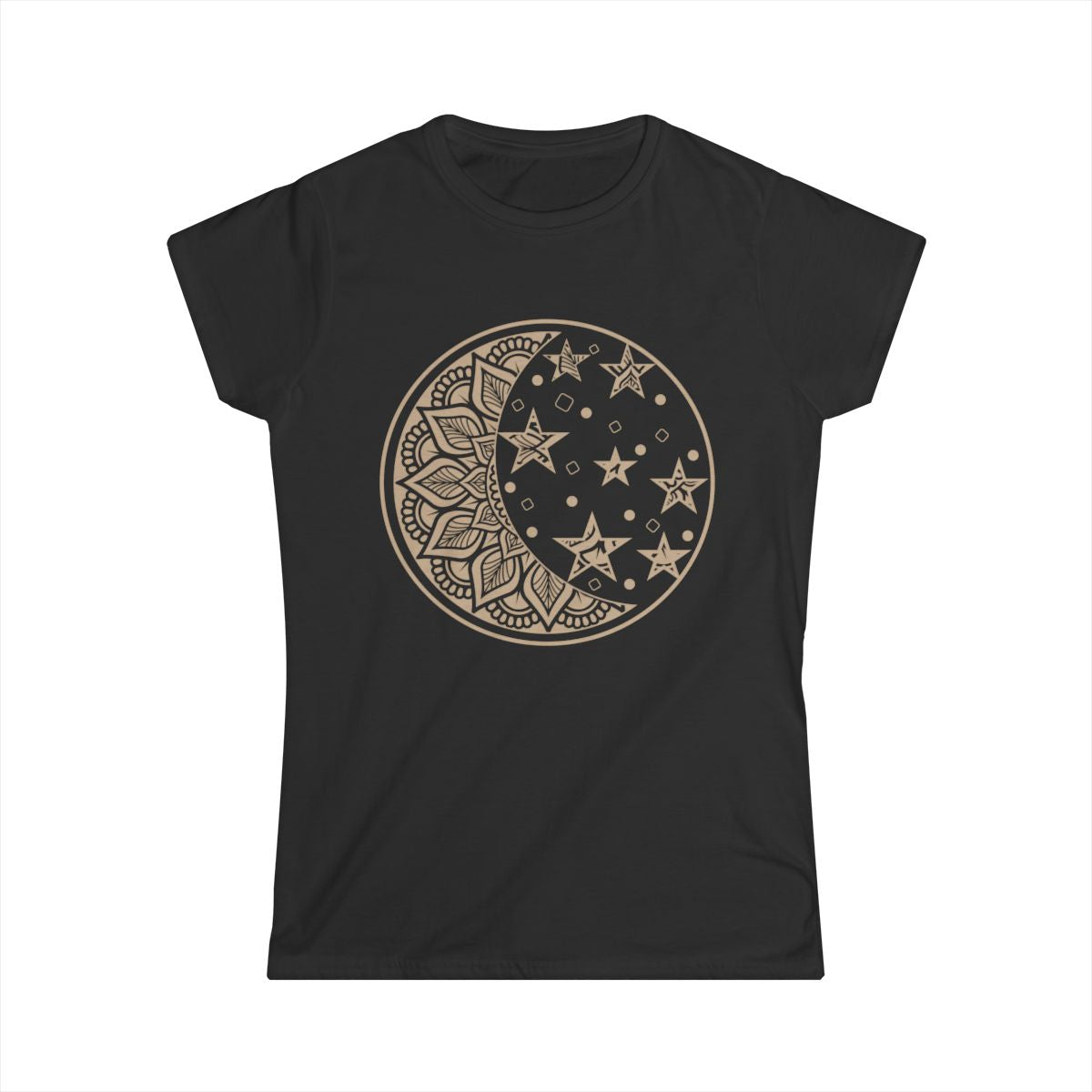 Celestial Moon Women's Softstyle Tee, Comfortable Cotton Graphic Tee for Everyday Wear, Perfect Gift for Astrology Lovers