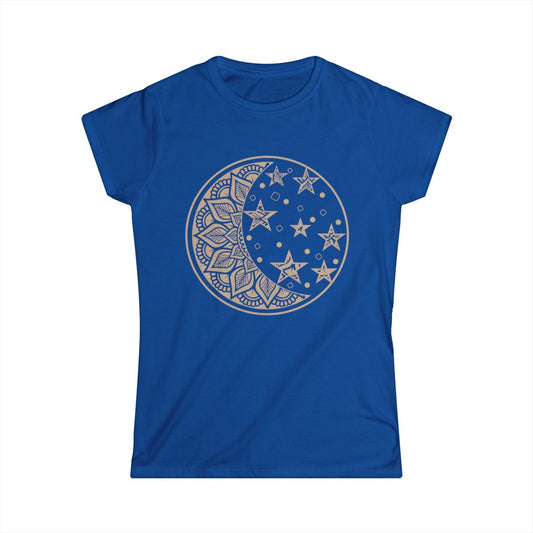Celestial Moon Women's Softstyle Tee, Comfortable Cotton Graphic Tee for Everyday Wear, Perfect Gift for Astrology Lovers