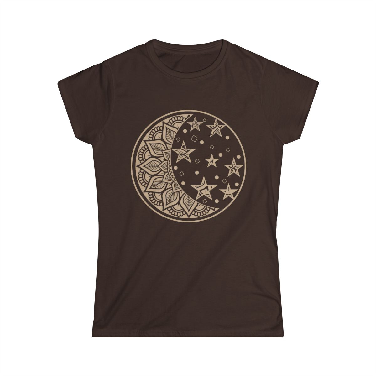 Celestial Moon Women's Softstyle Tee, Comfortable Cotton Graphic Tee for Everyday Wear, Perfect Gift for Astrology Lovers