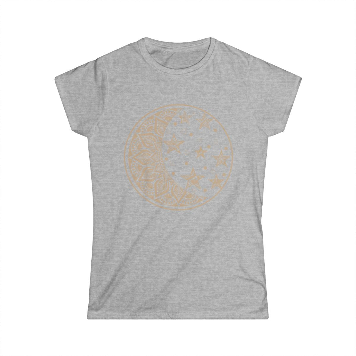 Celestial Moon Women's Softstyle Tee, Comfortable Cotton Graphic Tee for Everyday Wear, Perfect Gift for Astrology Lovers