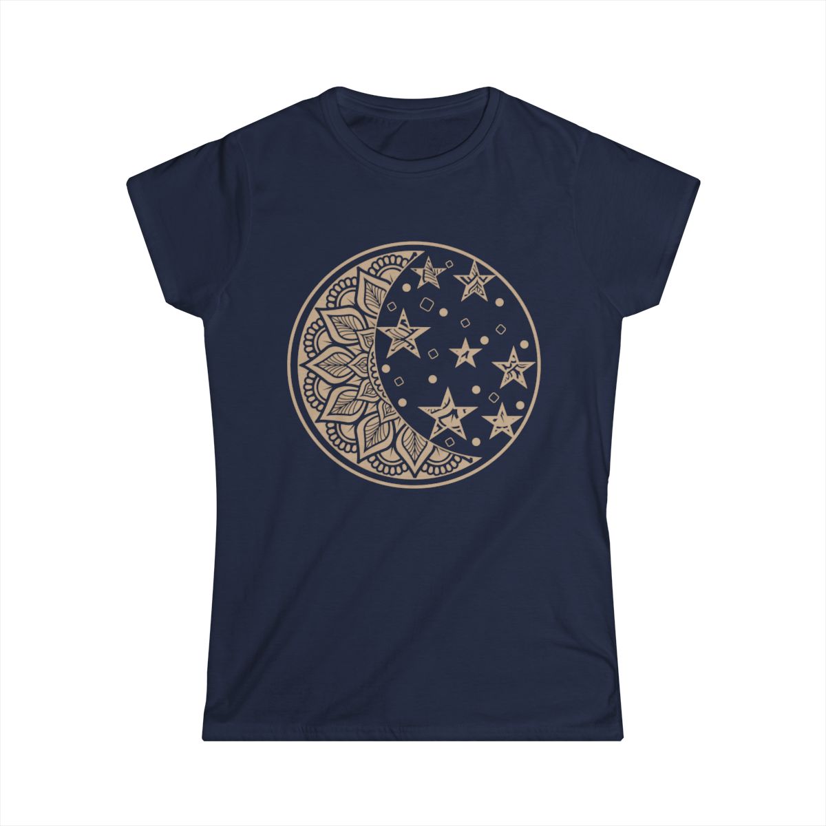 Celestial Moon Women's Softstyle Tee, Comfortable Cotton Graphic Tee for Everyday Wear, Perfect Gift for Astrology Lovers