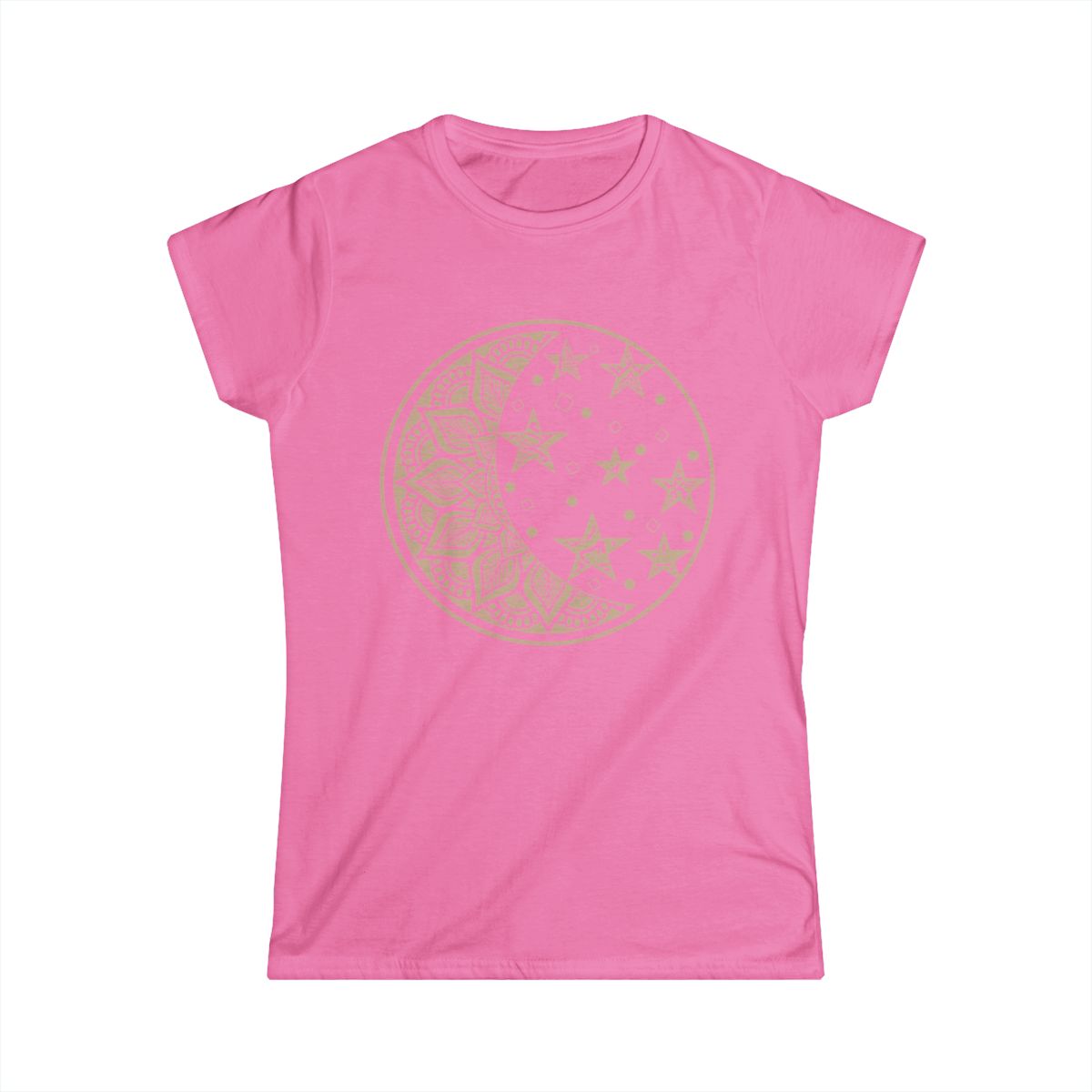 Celestial Moon Women's Softstyle Tee, Comfortable Cotton Graphic Tee for Everyday Wear, Perfect Gift for Astrology Lovers