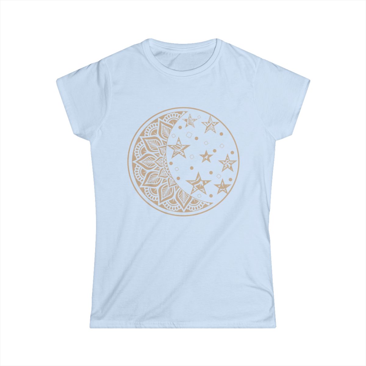 Celestial Moon Women's Softstyle Tee, Comfortable Cotton Graphic Tee for Everyday Wear, Perfect Gift for Astrology Lovers