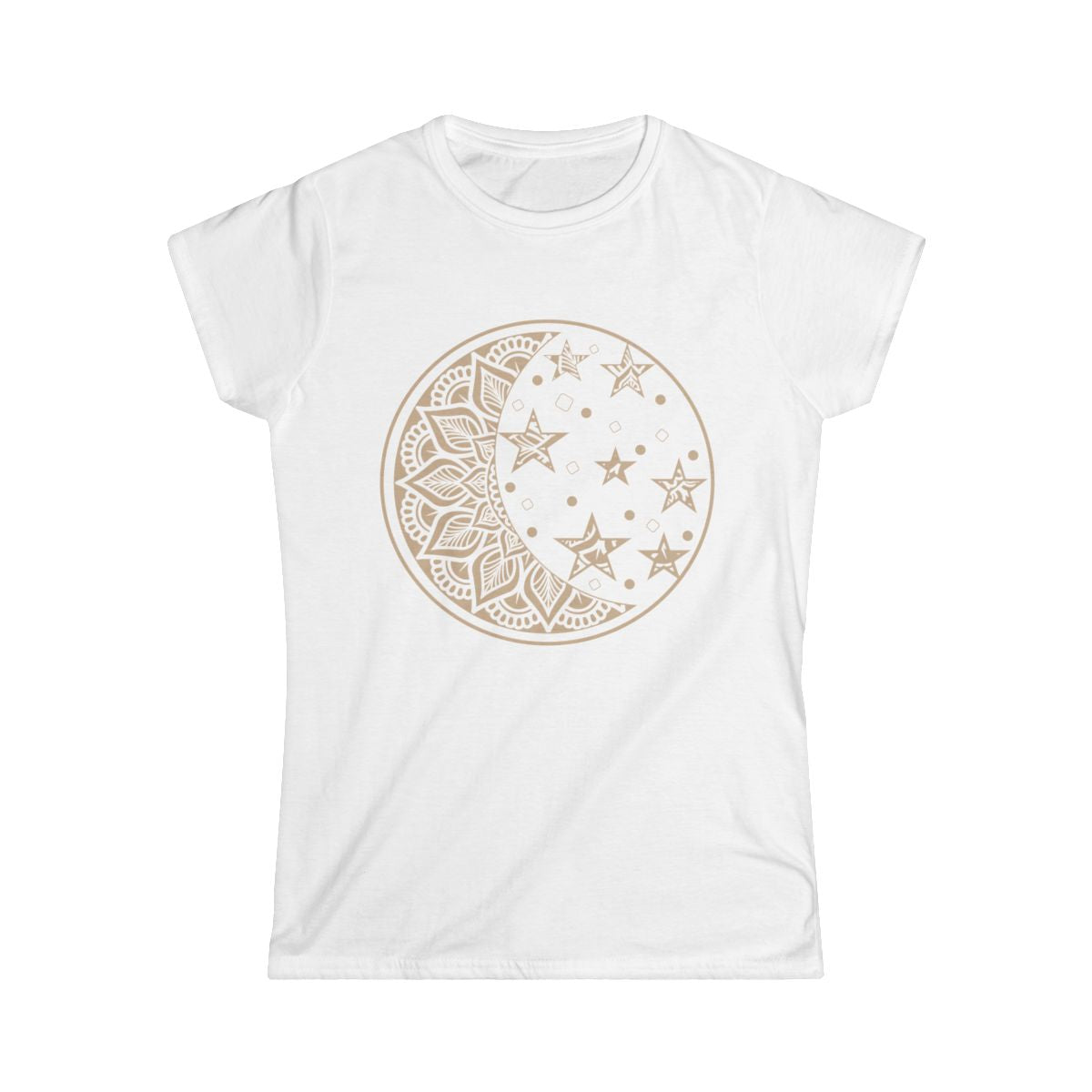 Celestial Moon Women's Softstyle Tee, Comfortable Cotton Graphic Tee for Everyday Wear, Perfect Gift for Astrology Lovers